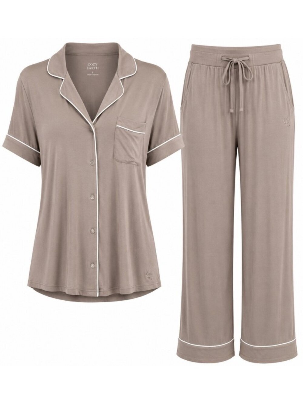 Cozy Earth Women’s Bamboo Pajama Set XS/ Small Short Sleeve Shirt Long Pant READ